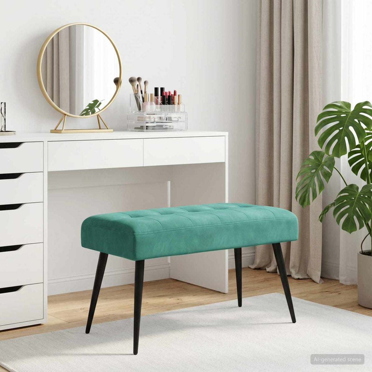 Vidaxl bank met knoopverstelling turquoise 80 x 40 x 46 cm fluweel