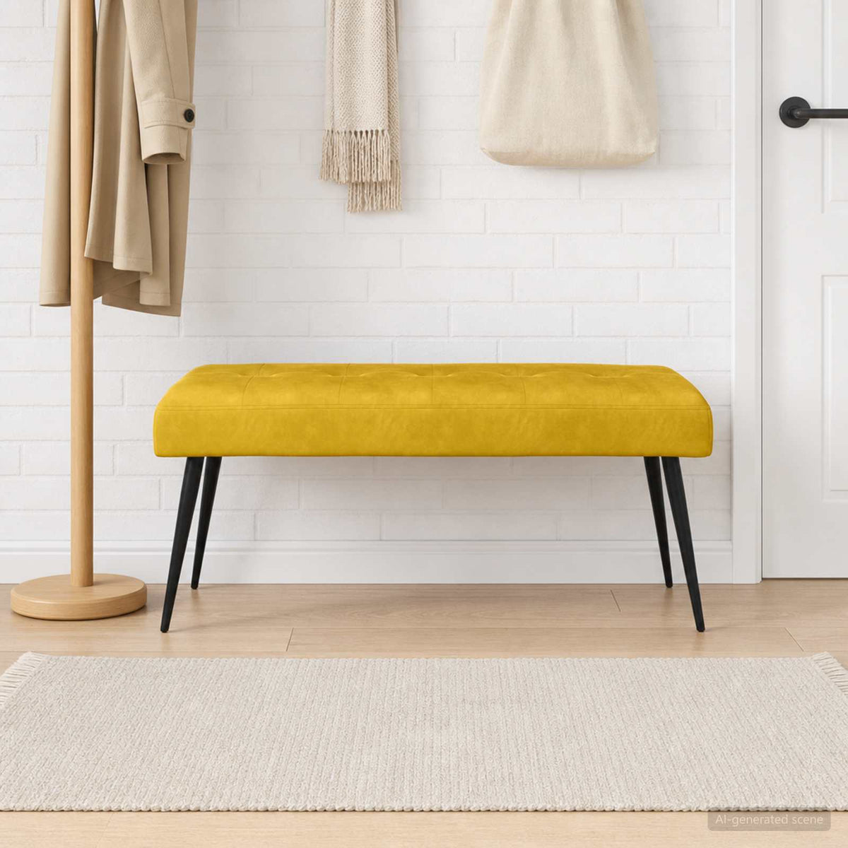 Vidaxl bank met knoopverstelling geel 110 x 40 x 46 cm fluweel