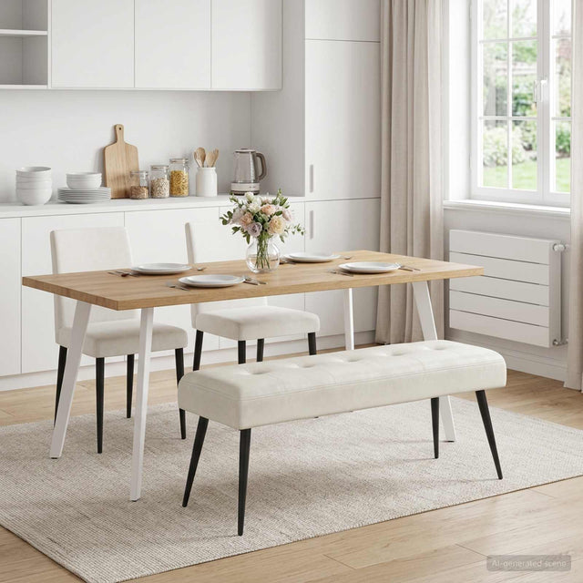 Vidaxl bank met knoopverstelling crèmekleurig 110 x 40 x 46 cm fluweel