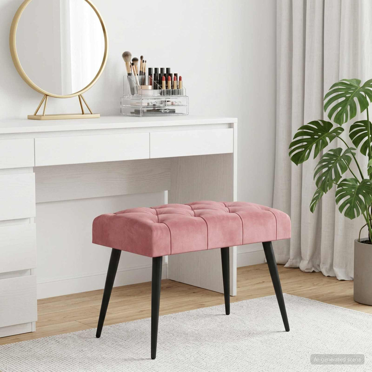 Vidaxl bank met knoopverstelling roze 60 x 40 x 45 cm fluweel