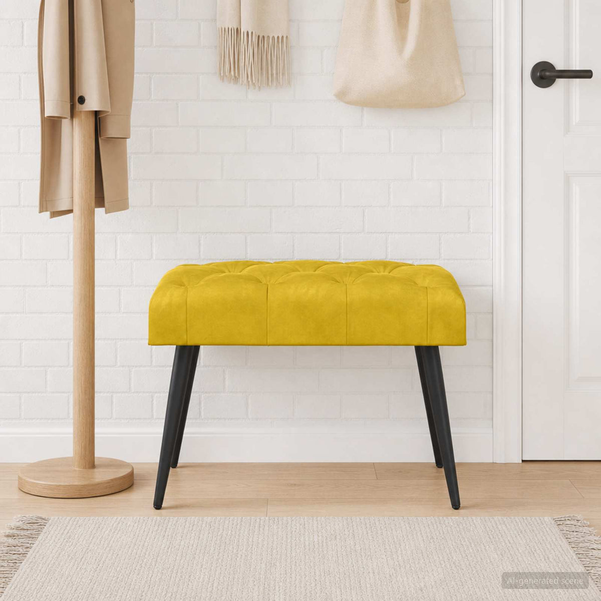 Vidaxl bank met knoopverstelling geel 60 x 40 x 45 cm fluweel