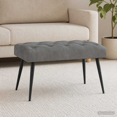 Vidaxl bank met knoopverstelling donkergrijs 80 x 40 x 46 cm fluweel