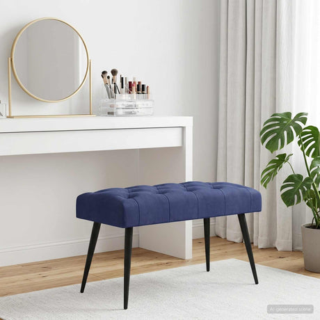 Vidaxl bank met knoopverstelling politieblauw 80 x 40 x 46 cm fluweel