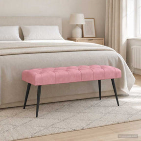 Vidaxl bank met knoopverstelling roze 110 x 40 x 46 cm fluweel