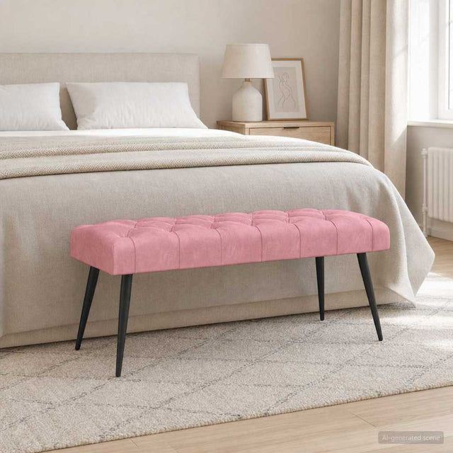 Vidaxl bank met knoopverstelling roze 110 x 40 x 46 cm fluweel