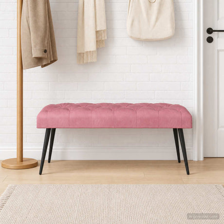 Vidaxl bank met knoopverstelling roze 110 x 40 x 46 cm fluweel