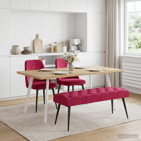 Vidaxl bank met knoopverstelling wijnrood 110 x 40 x 46 cm fluweel