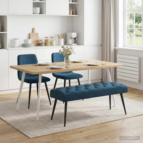 Vidaxl bank met knoopverstelling blauw 110 x 40 x 46 cm fluweel
