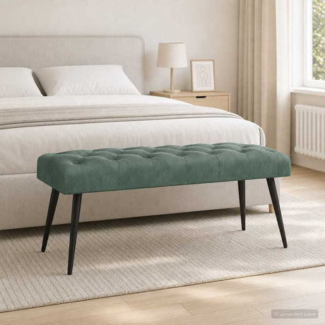 Vidaxl bank met knoopverstelling zeegroen 110 x 40 x 46 cm fluweel