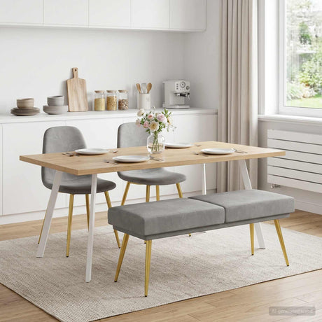 Vidaxl dubbel laagige bank lichtgrijs 120 x 45 x 46 cm fluweel