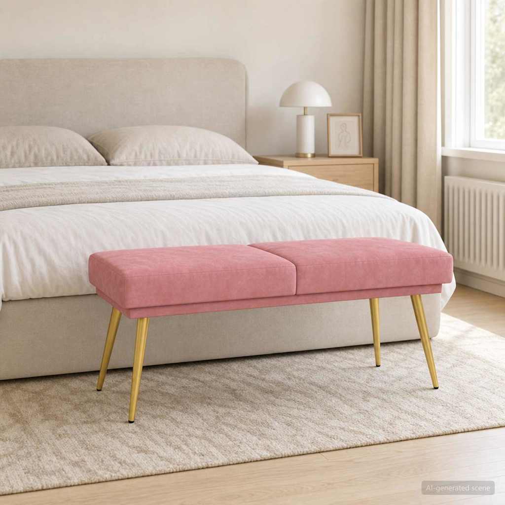 Vidaxl dubbel laagige bank roze 120 x 45 x 46 cm fluweel
