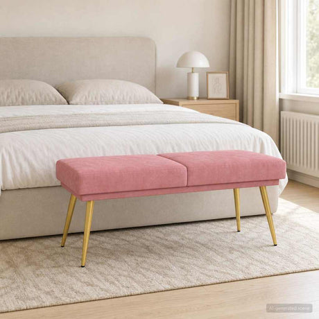 Vidaxl dubbel laagige bank roze 120 x 45 x 46 cm fluweel