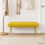 Vidaxl dubbel laagige bank geel 120 x 45 x 46 cm fluweel