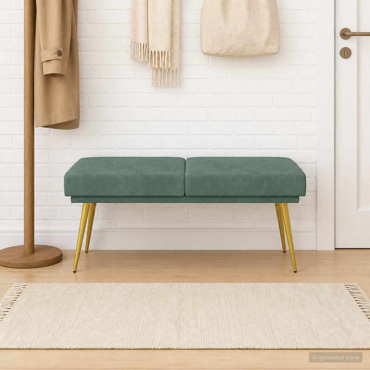 Vidaxl dubbel laagige bank zeegroen 120 x 45 x 46 cm fluweel
