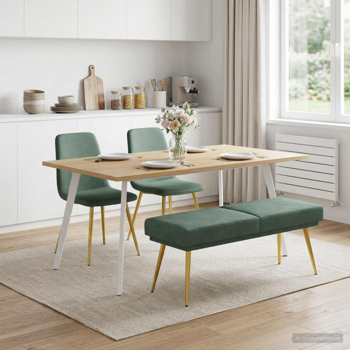 Vidaxl dubbel laagige bank zeegroen 120 x 45 x 46 cm fluweel
