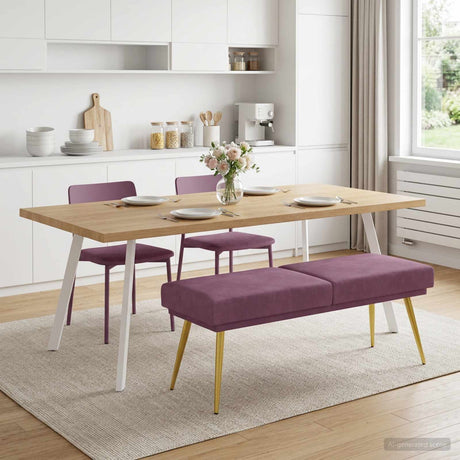 Vidaxl dubbel laagige bank paars 120 x 45 x 46 cm fluweel