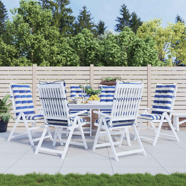 Vidaxl buiten kussen 6 st stof blauw en wit 120 x 50 x 7 cm