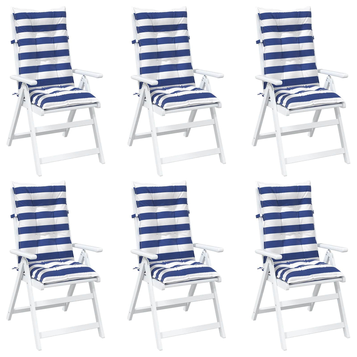Vidaxl buiten kussen 6 st stof blauw en wit 120 x 50 x 7 cm