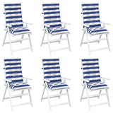 Vidaxl buiten kussen 6 st stof blauw en wit 120 x 50 x 7 cm