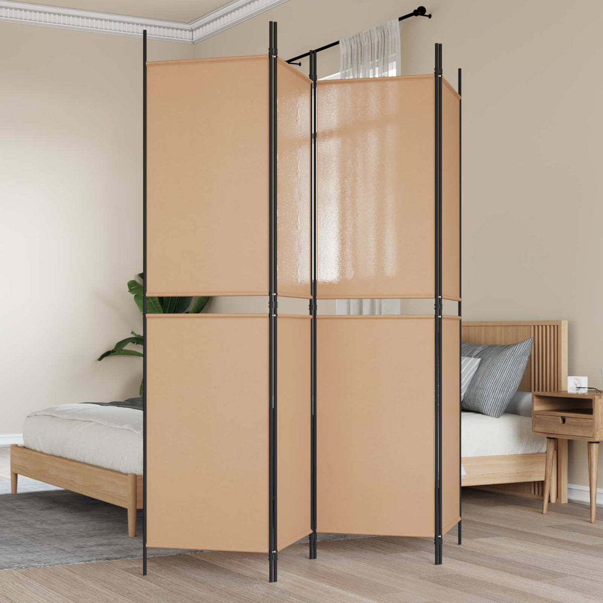 Vidaxl 4-panelen kamerscherm beige 200 x 200 cm stof
