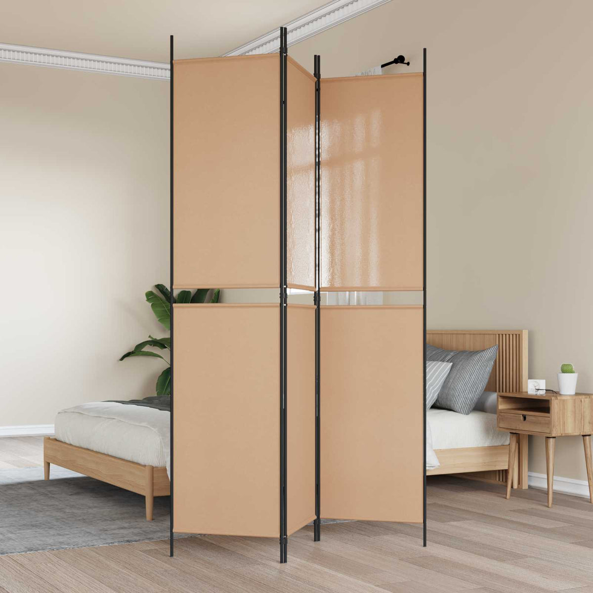 Vidaxl 3-panel room divider beige 150 x 220 cm stof
