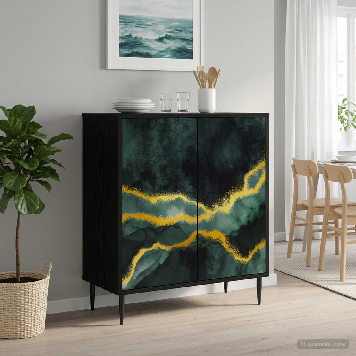 Vidaxl dressoir wijhe zwart eiken 69 x 33 x 76 cm bewerkt hout