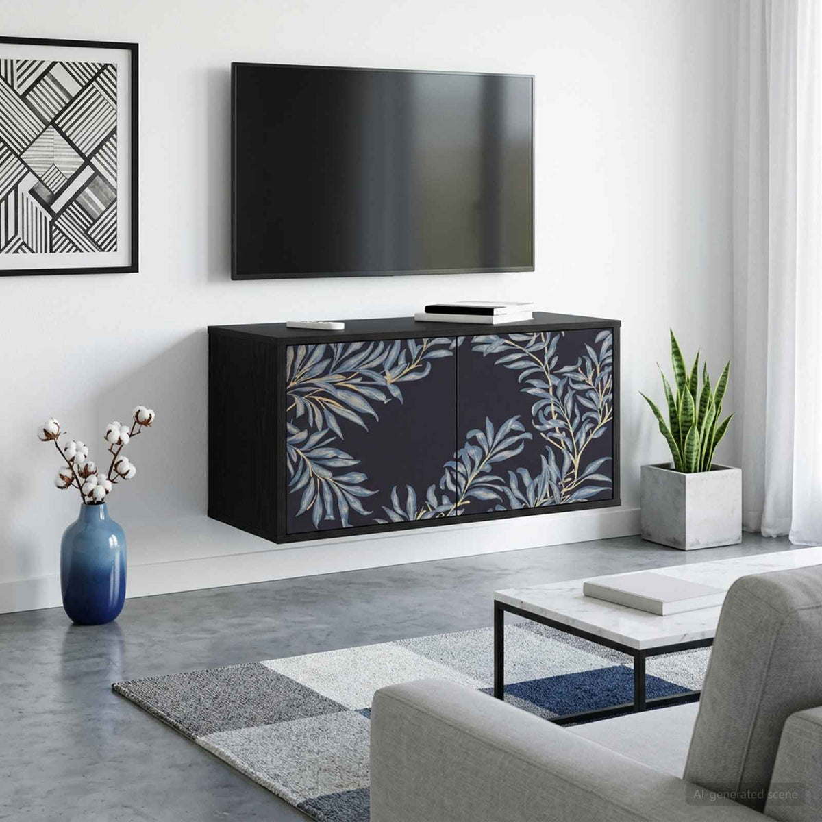Vidaxl wandgemonteerd tv-meubel dokkum 69 x 33 x 40 cm zwart eiken