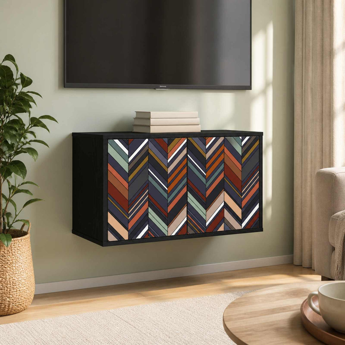 Vidaxl wandgemonteerd tv-meubel ommen 69 x 33 x 40 cm zwart eiken