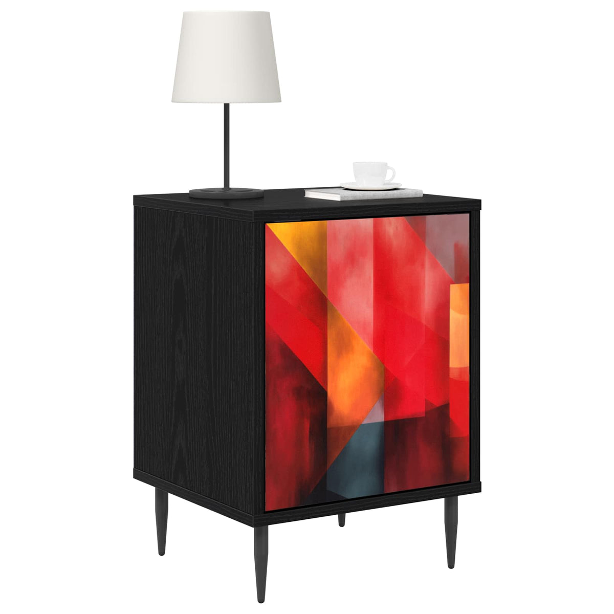 Vidaxl nachtkastje heesch 2 st zwart eiken 36 x 33 x 51 cm