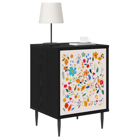 Vidaxl nachtkastje mainz zwart eiken 36 x 33 x 51 cm bewerkt hout
