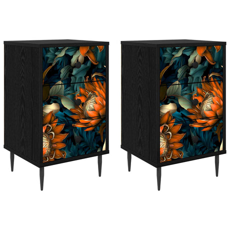 Vidaxl nachtkastje lochem 2 st zwart eiken 36 x 33 x 61 cm
