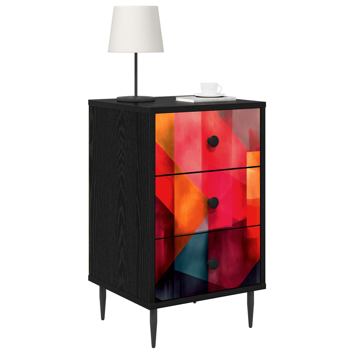 Vidaxl nachtkastje heesch 2 st zwart eiken 36 x 33 x 61 cm
