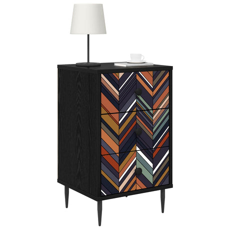 Vidaxl nachtkastje ommen 2 st zwart eiken 36 x 33 x 61 cm bewerkt hout