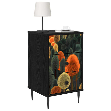 Vidaxl nachtkastje zaandam 2 st zwart eiken 36 x 33 x 61 cm