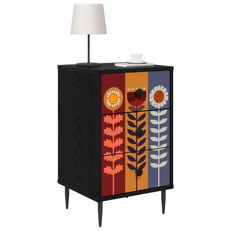 Vidaxl nachtkastje essen zwart eiken 36 x 33 x 61 cm bewerkt hout