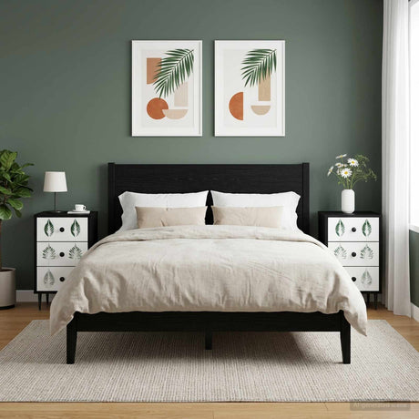 Vidaxl nachtkastje hanau 2 st zwart eiken 36 x 33 x 61 cm bewerkt hout