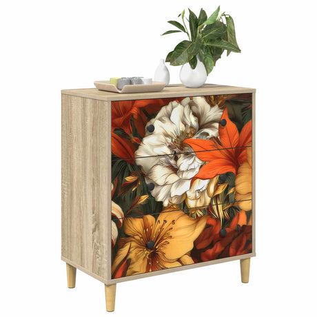 Vidaxl ladekast gennep lelieprint 66 x 36,5 x 75 cm bewerkt hout