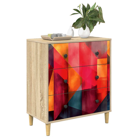 Vidaxl ladekast heesch kleurblokprint 66 x 36,5 x 75 cm bewerkt hout