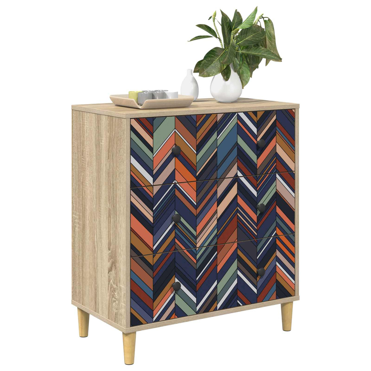 Vidaxl ladekast ommen geometrische print 66 x 36,5 x 75 cm sonoma