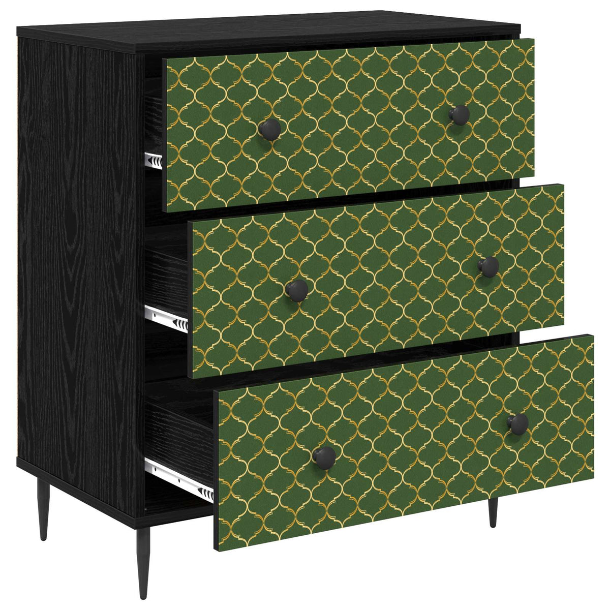 Vidaxl ladekast geleen groen geometrisch patroon 66 x 36,5 x 76 cm