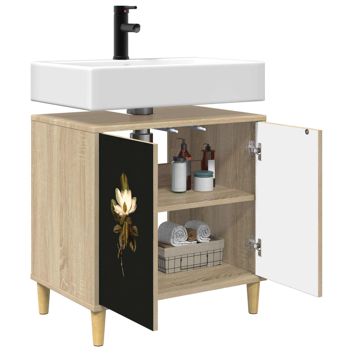 Vidaxl badkamerkast bremen sonoma 60 x 40 x 60 cm bewerkt hout