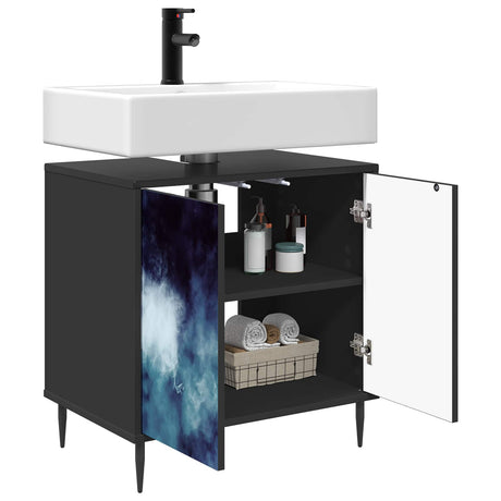 Vidaxl badkamerkast raalte zwart eiken 60 x 40 x 61 cm bewerkt hout