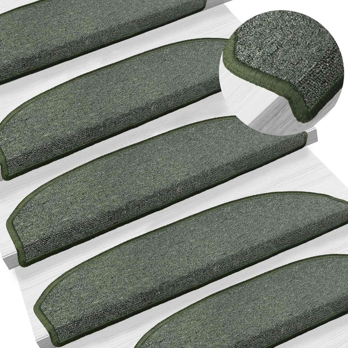 Vidaxl zelfklevende trapmatten 15 st 80 x 24,5 x 3,5 cm donkergroen