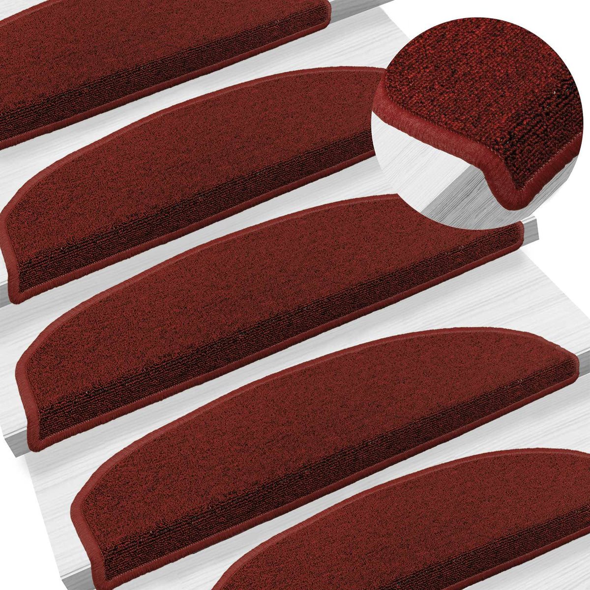 Vidaxl zelfklevende trapmatten 15 st 80 x 24,5 x 3,5 cm bordeaux rood