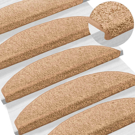 Vidaxl zelfklevende trapmatten 15 st 80 x 24,5 x 3,5 cm beige