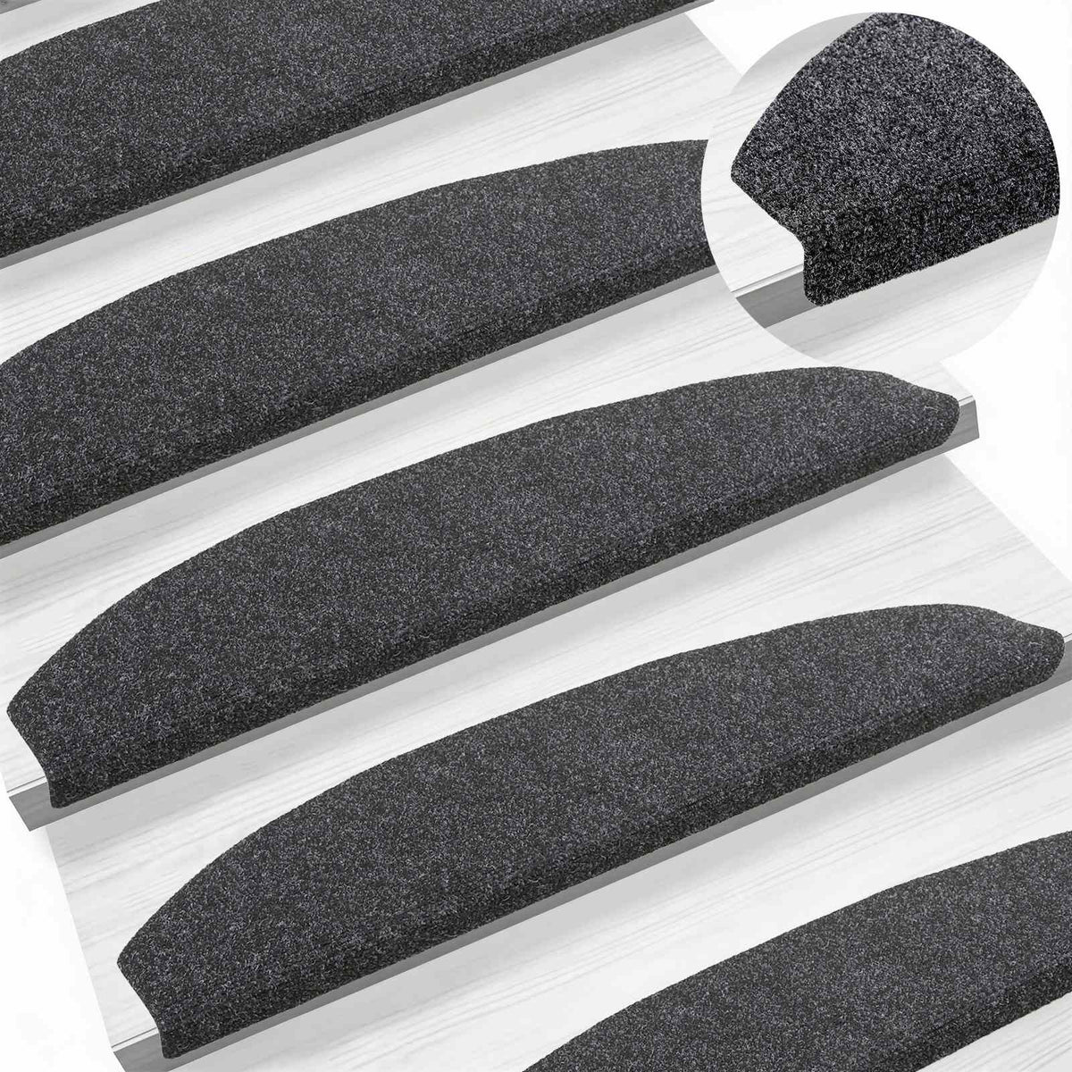 Vidaxl zelfklevende trapmatten 15 st 80 x 24,5 x 3,5 cm donkergrijs