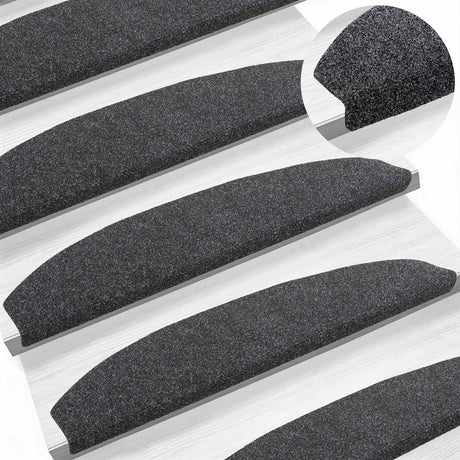 Vidaxl zelfklevende trapmatten 15 st 80 x 24,5 x 3,5 cm donkergrijs