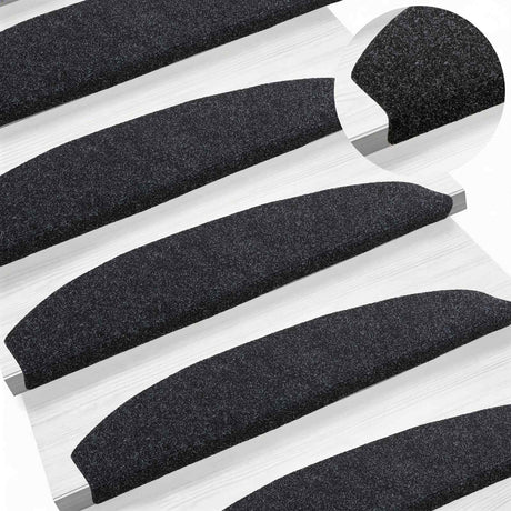 Vidaxl zelfklevende trapmatten 15 st 80 x 24,5 x 3,5 cm zwart