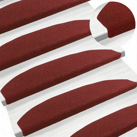 Vidaxl zelfklevende trapmatten 15 st 80 x 24,5 x 3,5 cm bordeaux rood