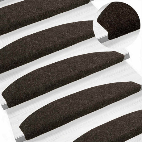 Vidaxl zelfklevende trapmatten 15 st 80 x 24,5 x 3,5 cm donkerbruin